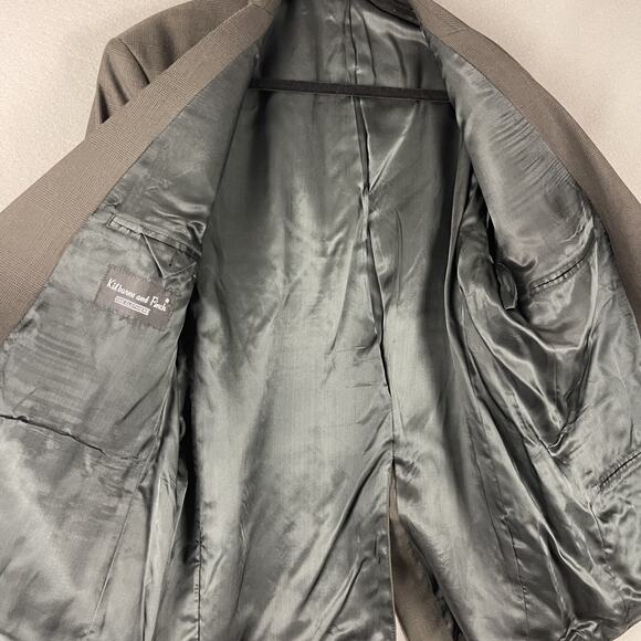 Kilburne and Finch Mens 2 Piece Suit Blazer 43R Brown Gray Plaid Pants 34x28 - Picture 3 of 16